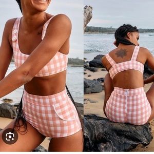 Seea Georgia High Waisted Bottom in Pink Blush checkered • NWT • FP Movement
